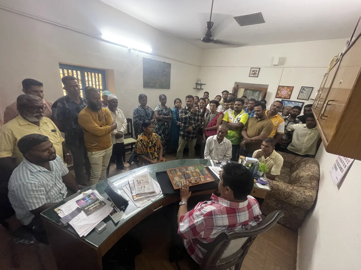 Reviewing environmental concerns and waste management with residents